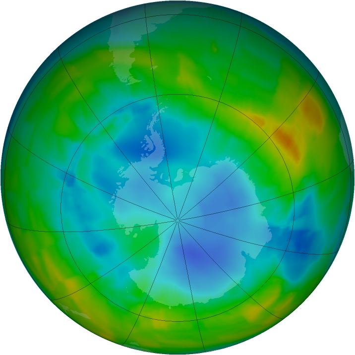 Antarctic ozone map for 10 August 2012